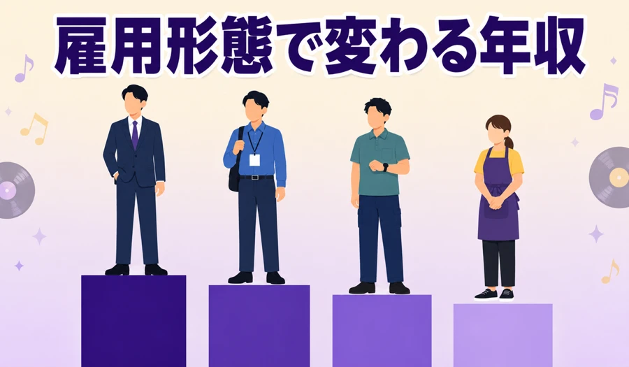 ワーナーミュージックの雇用形態別年収イメージ