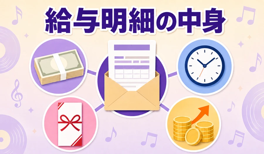 ワーナーミュージックの給与明細の内訳イメージ